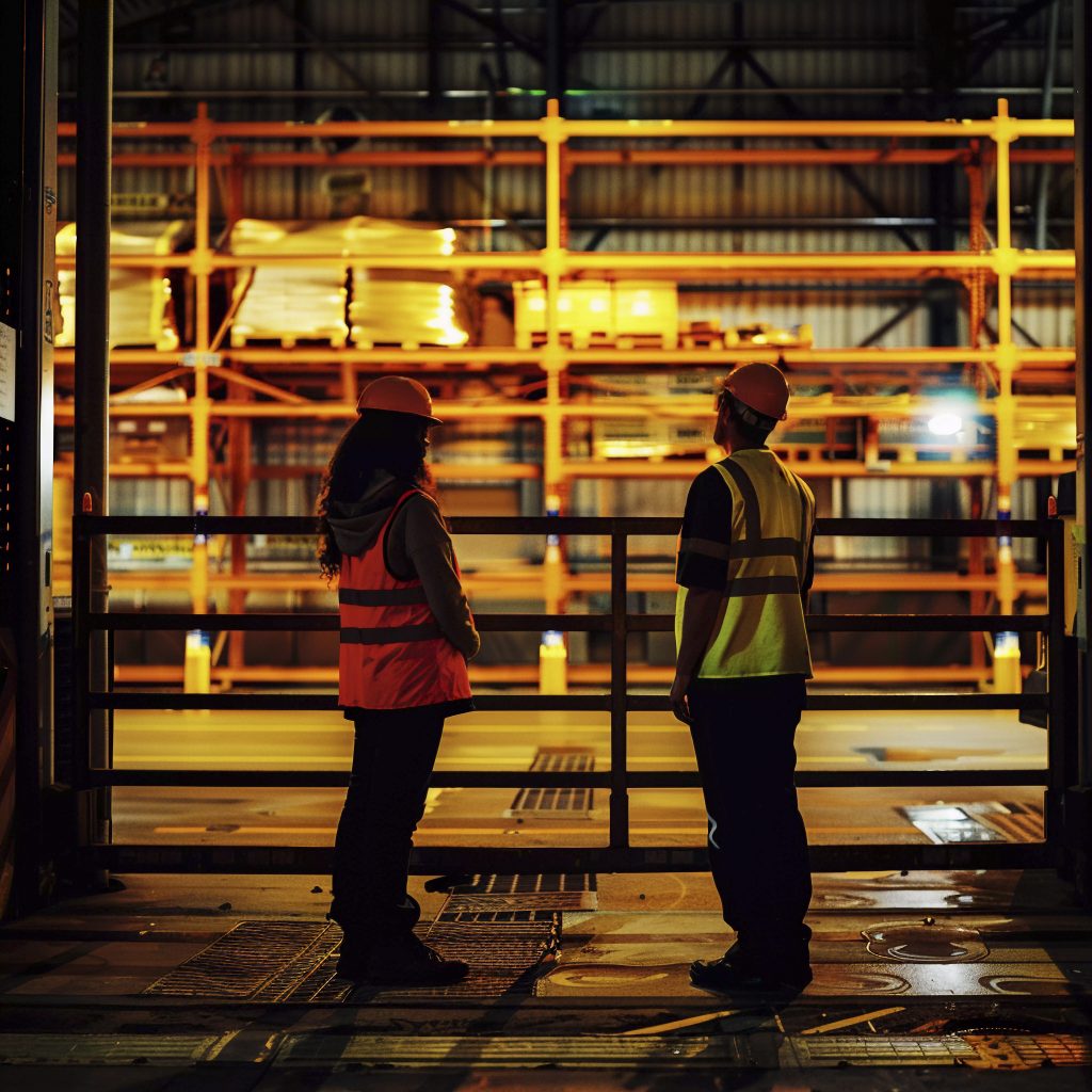 photorealistic scene with warehouse logistics operations